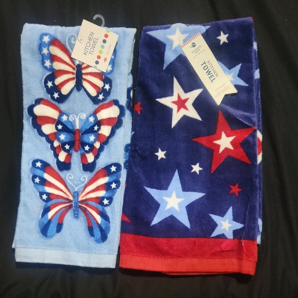 Patriotic Butterfly and Star Kitchen Towels